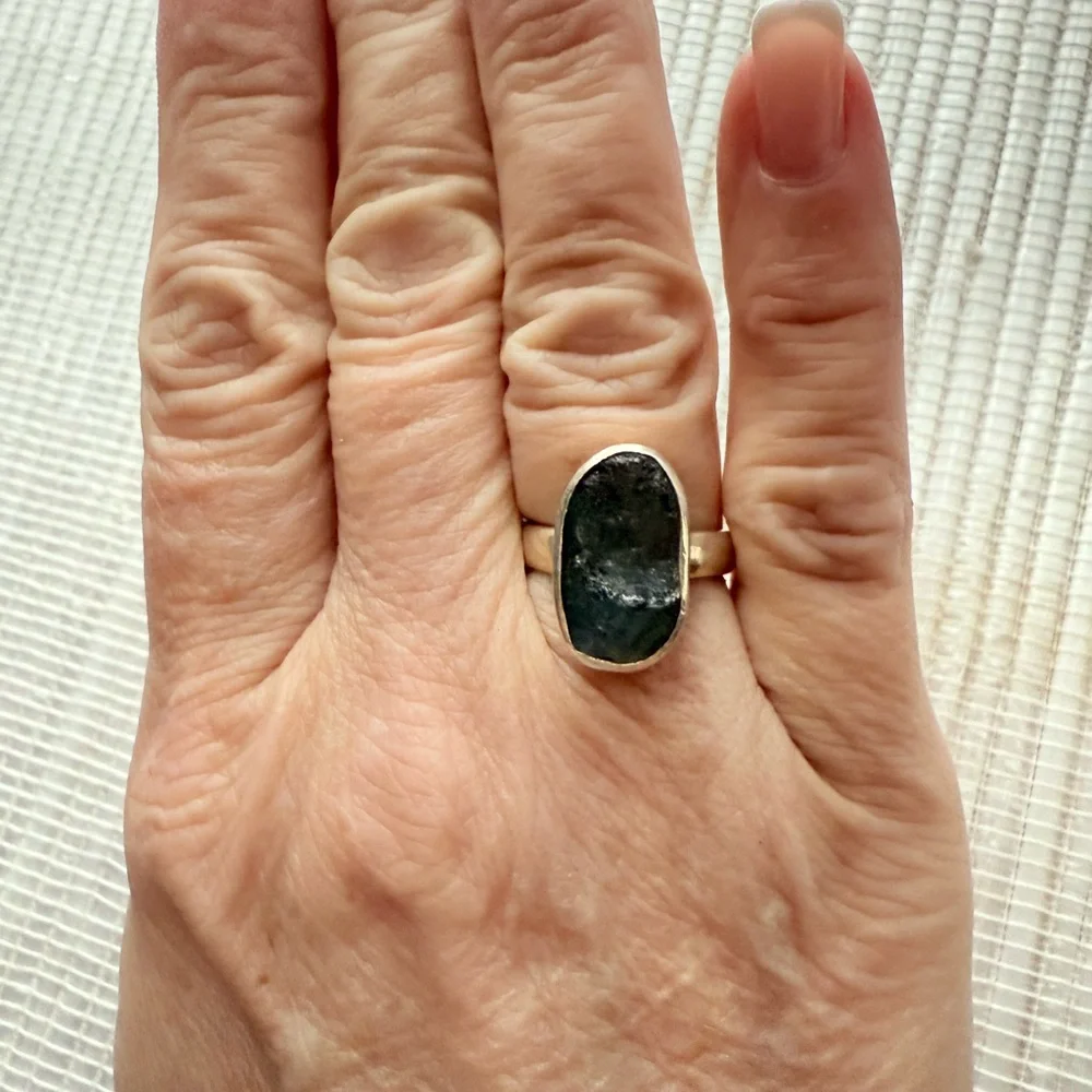 Sterling raw labradorite ring 6 1/2 - Picture 7 of 11